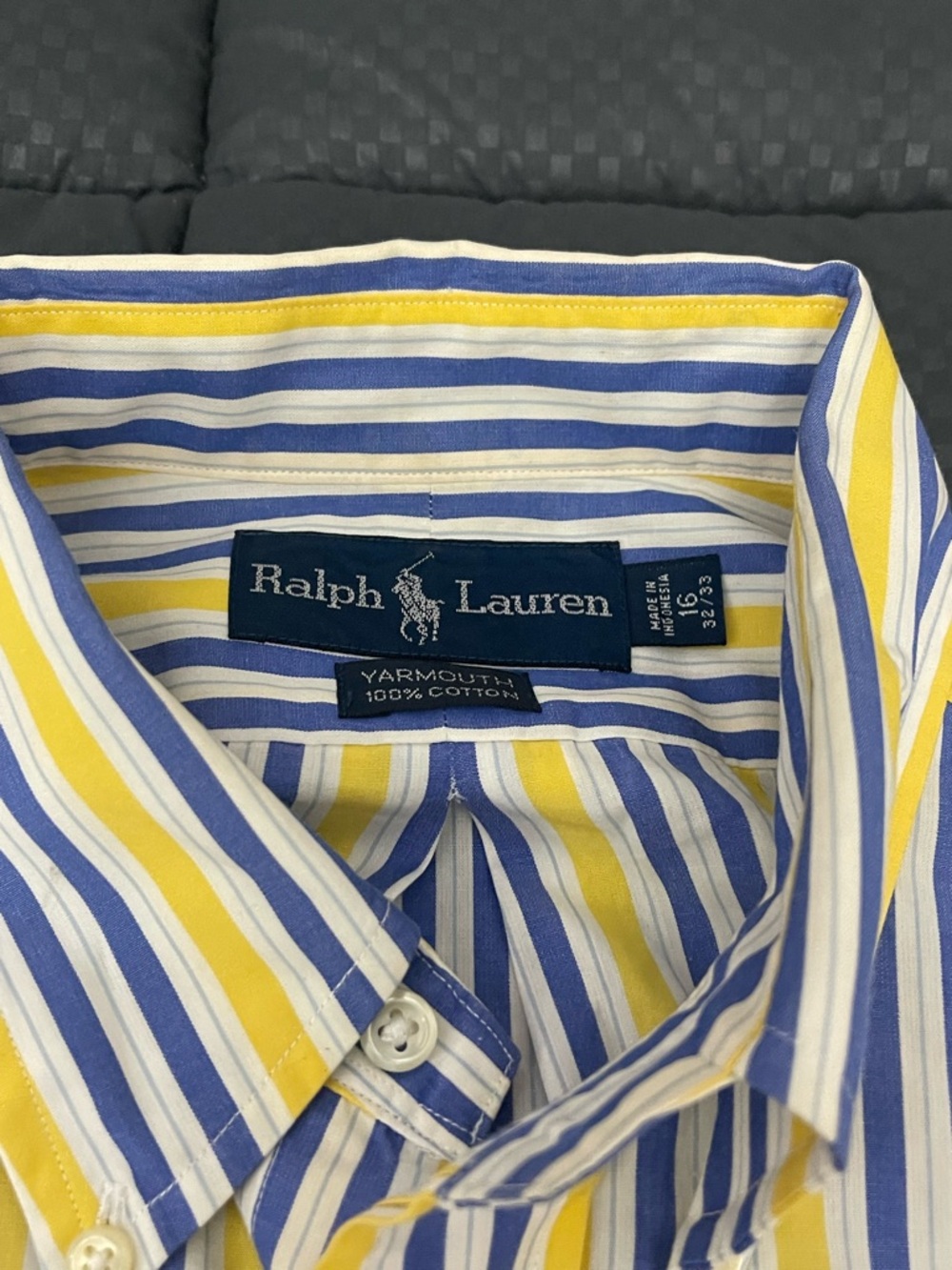 Ralph Lauren Yellow and Blue Vertical Stripe Dress Shirt - Picture 4 of 5